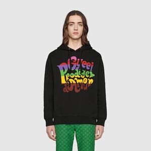 Gucci Black Prodige Print Cotton Hoodie, Size 2XL (~L US)